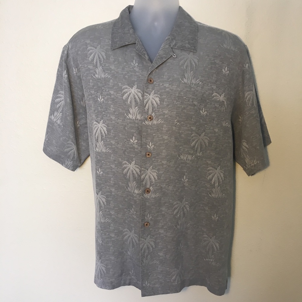 Tommy Bahama Gray Silk Hawaiian Shirt Sz M NWOT